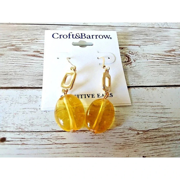 Golden Orange Acrylic Drop Earrings by Croft & Barrow - Picture 2 of 3